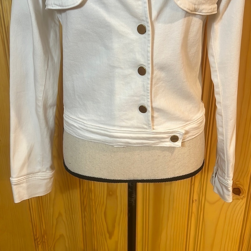 Frame Denim White Military Style Cropped Jacket Sz-M - Picture 3 of 9